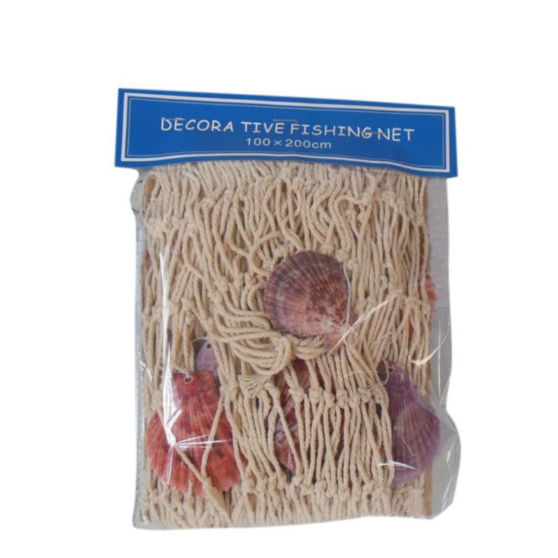Rybářská síť pro domácí dekorace, nástěnné závěsy ve stylu Středozemního moře, samolepky na zeď na dveře s dekorací mušlí