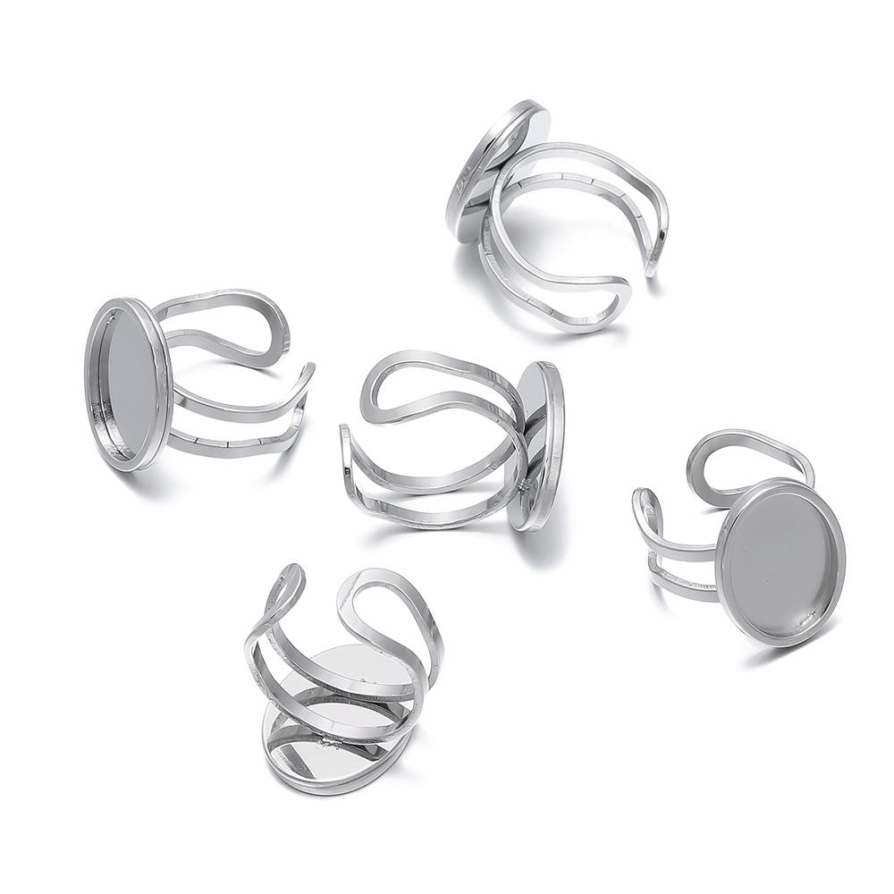 

5Pcs/Lot Stainless Steel 18/25mm Ring Settings Oval Base Blank for DIY Rings Jewelry Findings Making Accessories Supplies