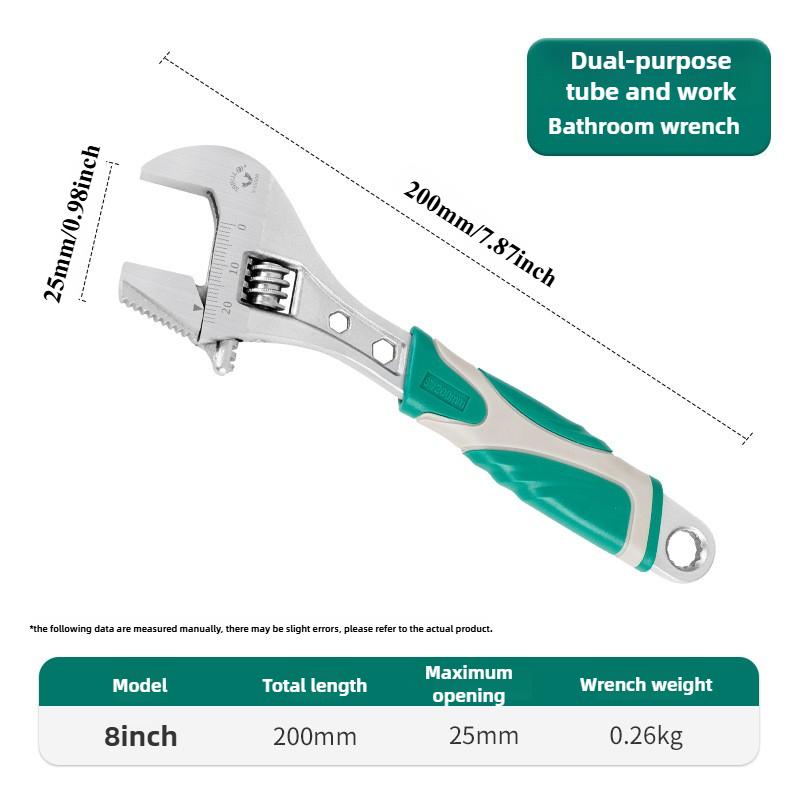 

8/10/12 Inches Multifunctional Wrench with Anti Slip Handle High-carbon Steel Large Opening Adjustable Ratchet Wrench Hand Tools