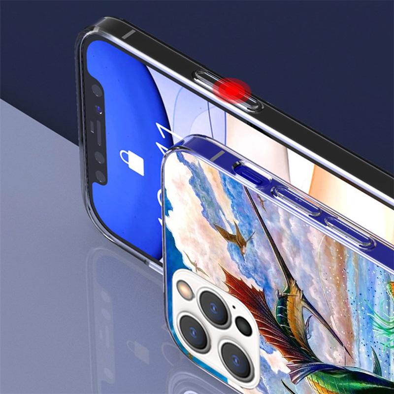 Offshore Angling Fishing Fish Rod Phone Case For iPhone 17 Air 11 13 Mini 14 15 Plus 16 12 Pro Max 16E SE 7 8 Pattern Soft TPU B
