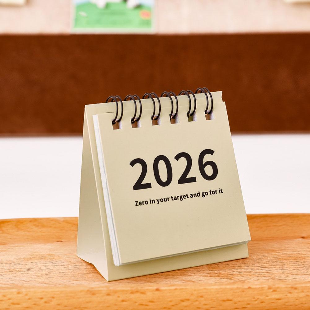 2025.6-2026.12 Mini Simple Calendar Creative Coil Calendar Planner Small Desk Calendar Desktop Decoration Office Stationery