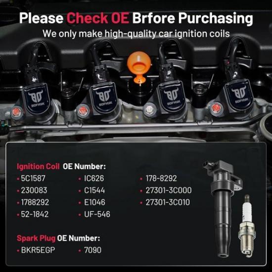 6 Ignition Coils Pack UF546 And Iridium Spark Plug For 2007-2009 Sorento 3.8L V6