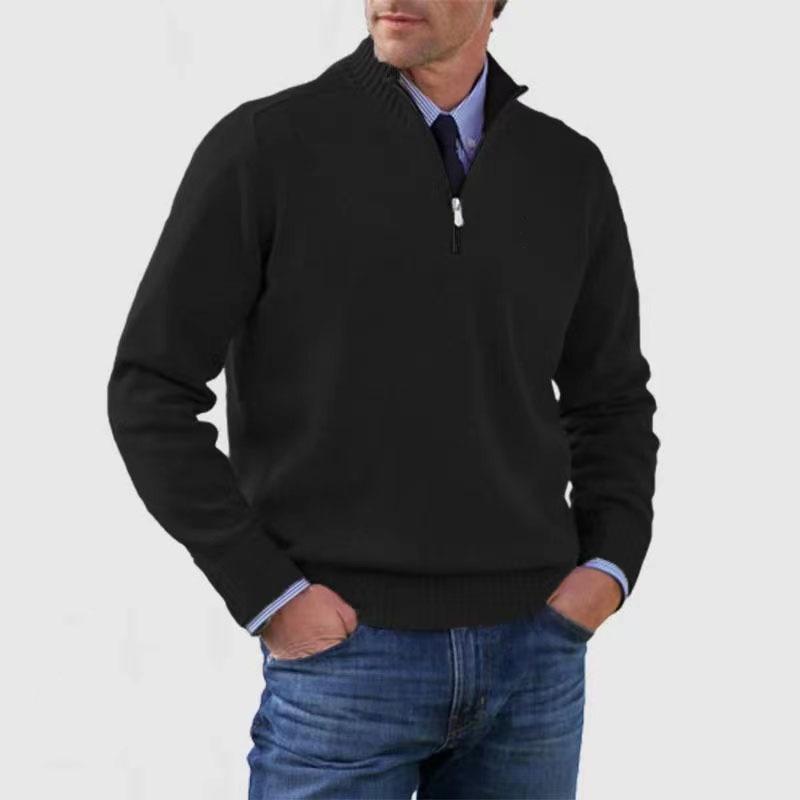 Autumn/Winter Men'S Plus-Size Knit Top, Zip-Up Knit Shirt, Warm Base Layer, Sweater For Men
