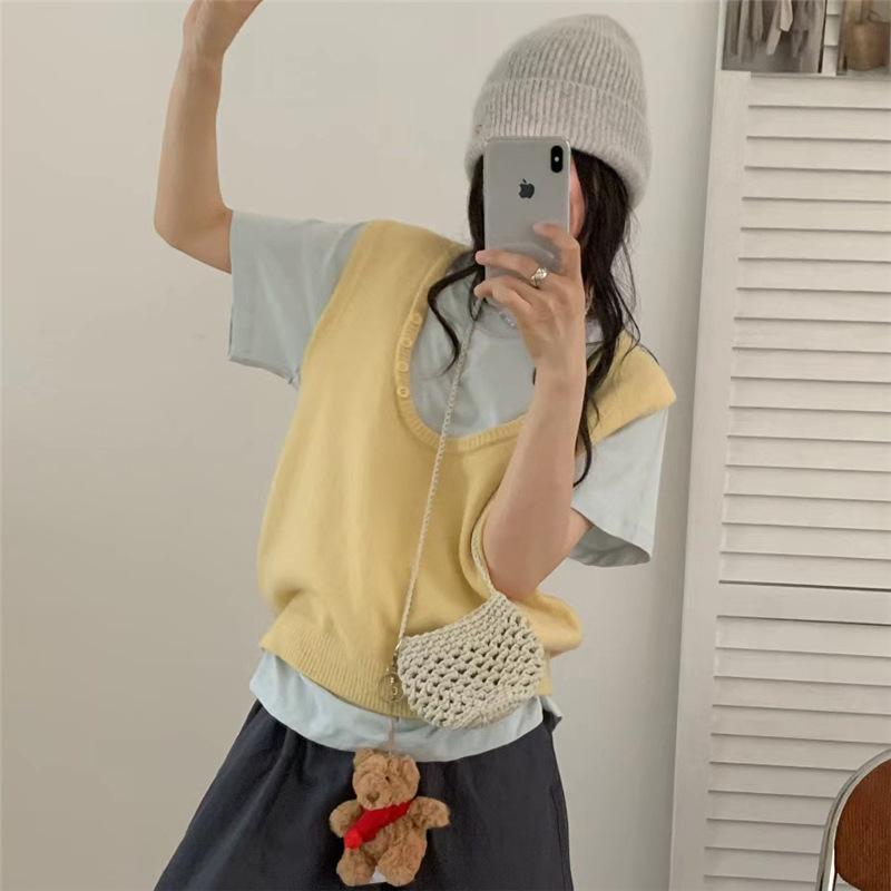 

Korean High-End U-Neck Knitted Sleeveless Women s Sweater Vest for Spring & Autumn XL