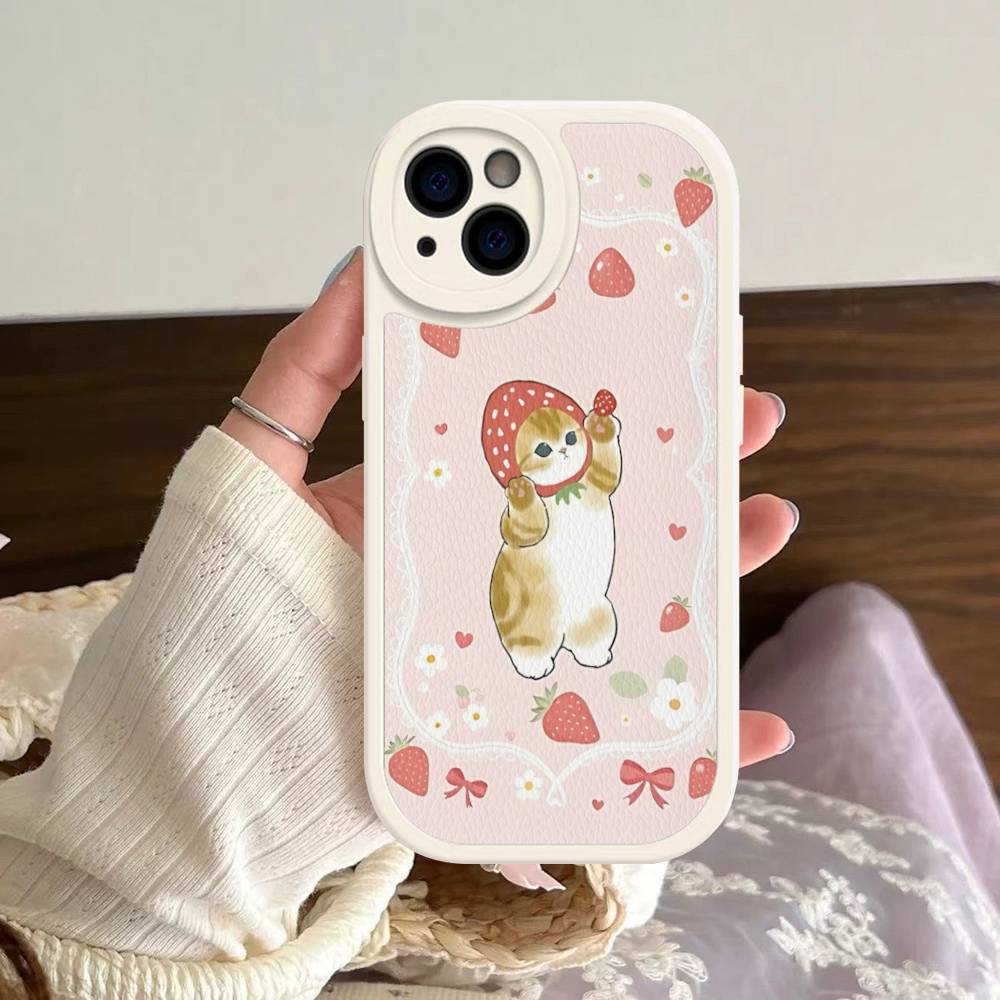 Cat M-Mofusand Phone Case For IPhone 16 15 14 11 12 13 Pro Max Plus Back Leather Shell iPhone 16 pro