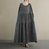 Spring Vintage Floral Print Maxi Dress  Plus Size Women Loose Oversize Long Sleeve Casual Basic Long Dress