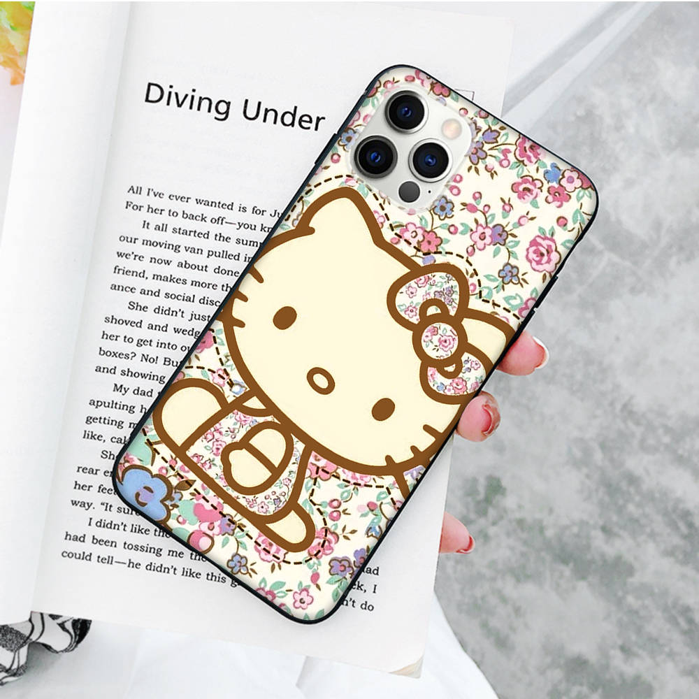 JZ3 Love Hello Kitty Black Sofe Case for OPPO Reno 8 6 5 4 Pro Plus Find X3 A17 A3 A31 A38 A40 A53 A54 A55 A74 A76 A78 A77 A80 A94 A95 A96 Lite
