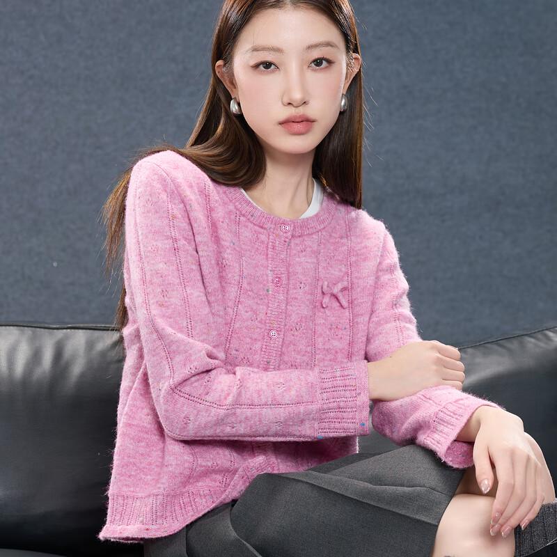 

Sancai Women s Plus Size Sakura Pink Knitted Cardigan XL