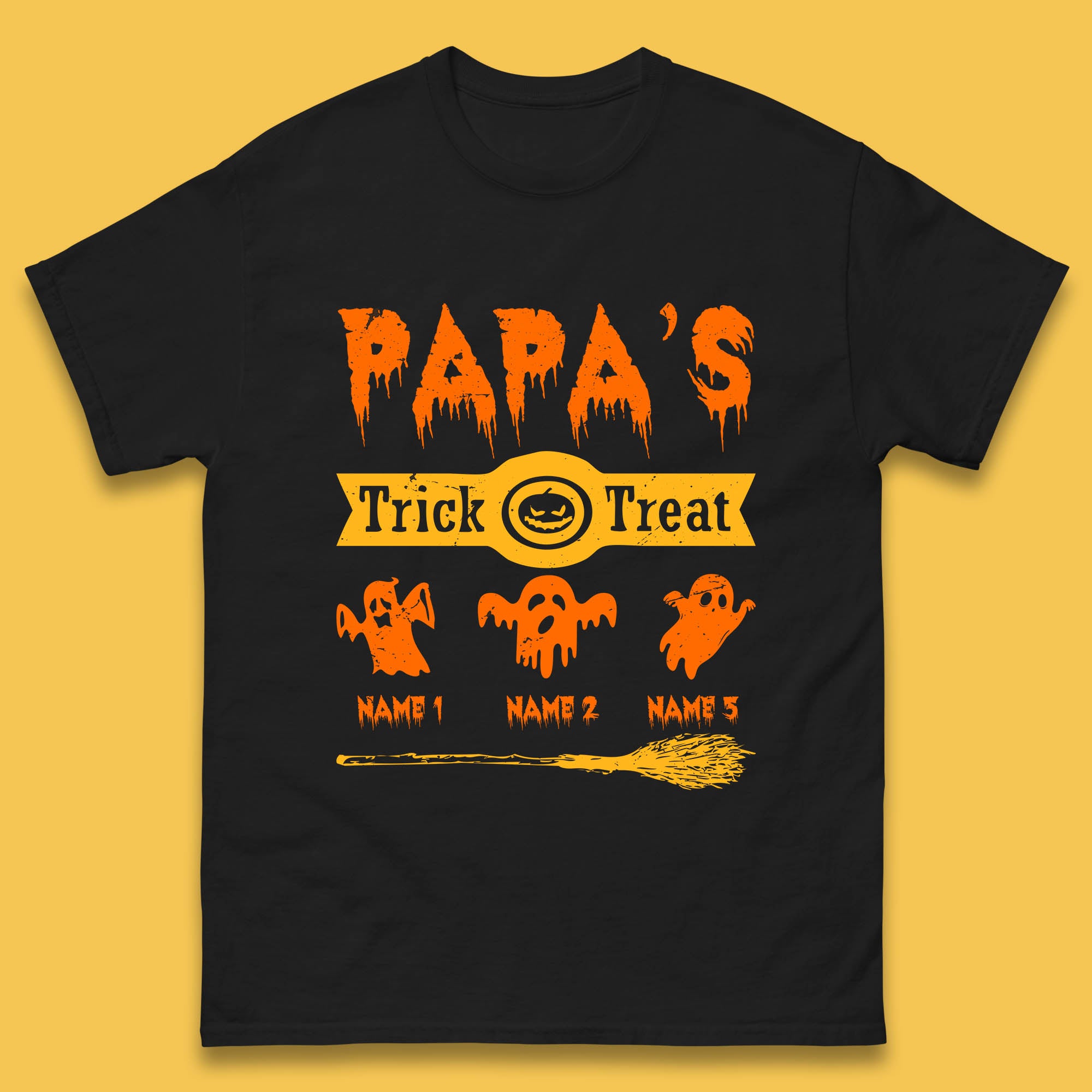 Personalised Papa s Trick Or Treat Halloween Custom Your Boo Ghost Children Names Scary Spooky Costume Mens Tee Top S