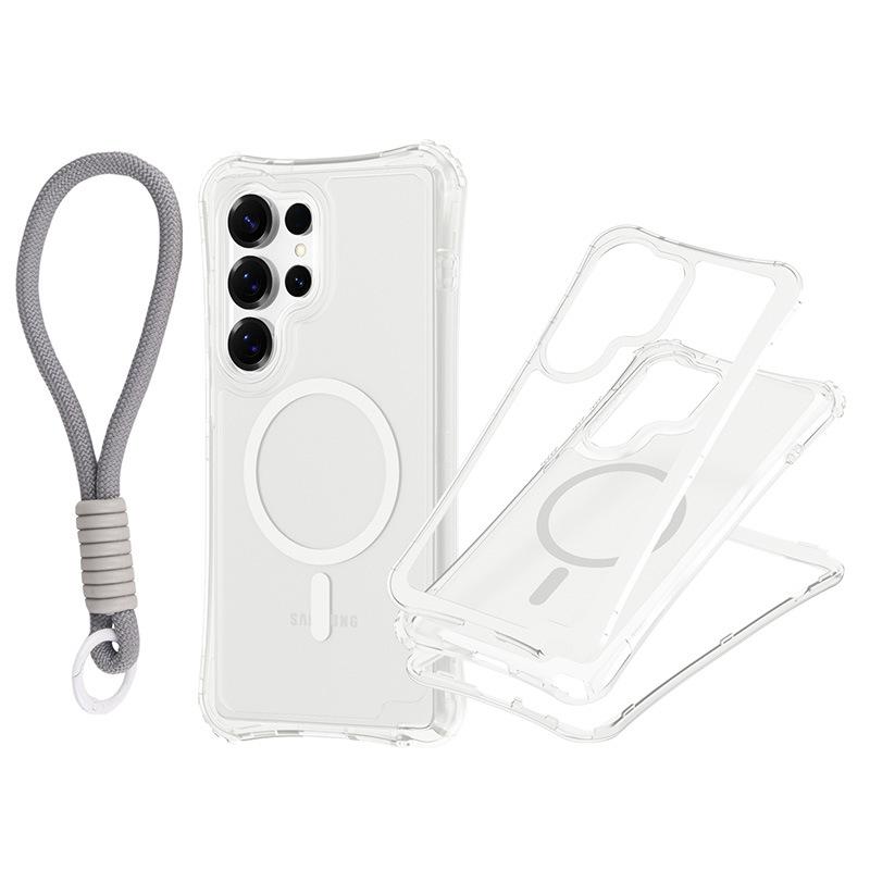 For Samsung S25 ULTRA Magnetic Skin-feeling Three-in-one Mobile Phone Case with Strap