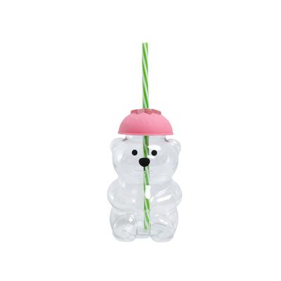 Bear Straw Cup Cute Bear Glass Cup Household Juice & Beverage Cup