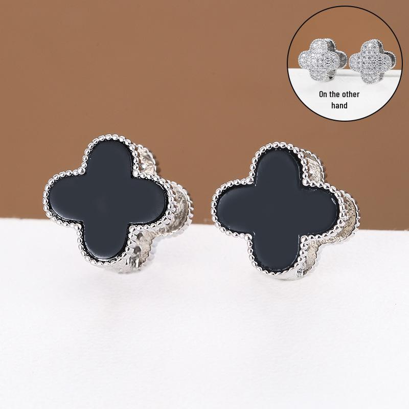 Four-Leaf Clover Ear Cuffs with Zircon Micro-Pave