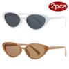 2pcs Fashion New Cat Eye Sunglasses for Women Brand Designer Retro Rivets Brown Sun Glasses Female Shades UV400 Black Eyewear