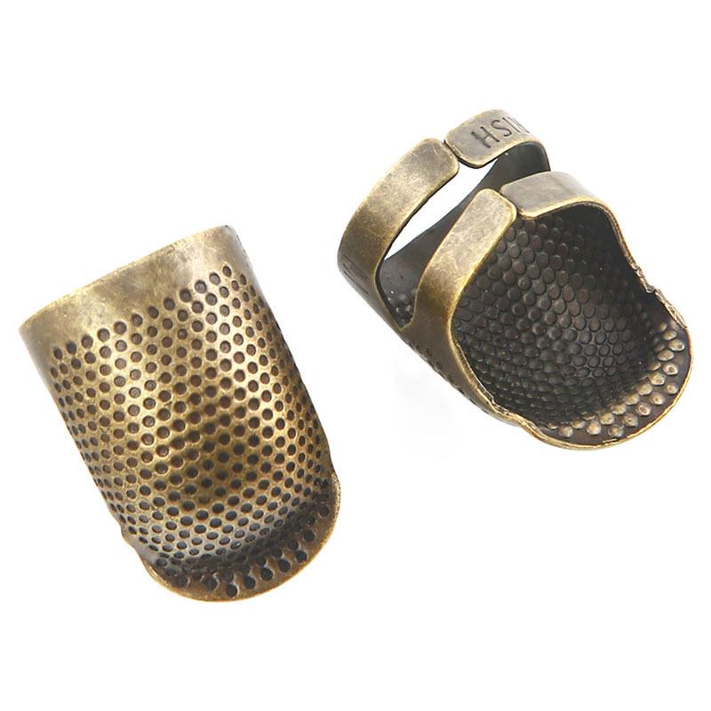 Bronze Thimble Ring Needle Hoop Finger Cover, Household Adjustable Manual Embroidery, Anti-skid Design of Needle Press