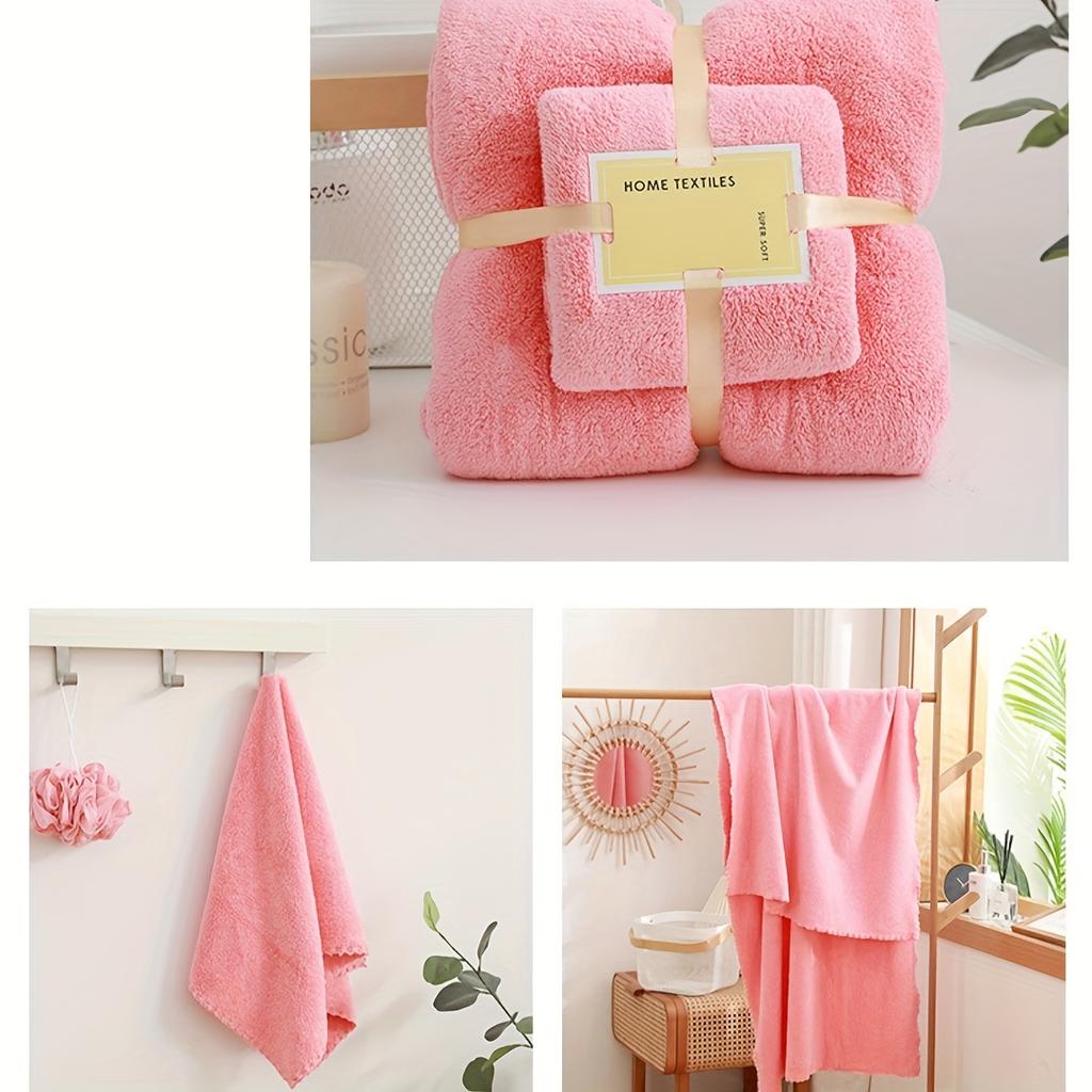 Juego de Toallas de Baño Suaves de Coral Fleece Oversize Secado Rápido Toalla de Ducha Accesorios de Baño Ideales