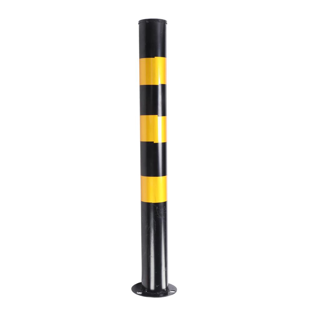Safety Bollard Post 29.5in Height 3in Diameter Cold Rolled Steel Parking Barrier Pipe Black and Yellow