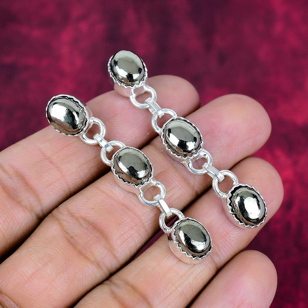 Goldene Pyrit Ohrringe Handgefertigter Edelstein Schmuck, 925 Sterling Silber Ohrringe Antiker Schmuck, Für Verlobungsgeschenk