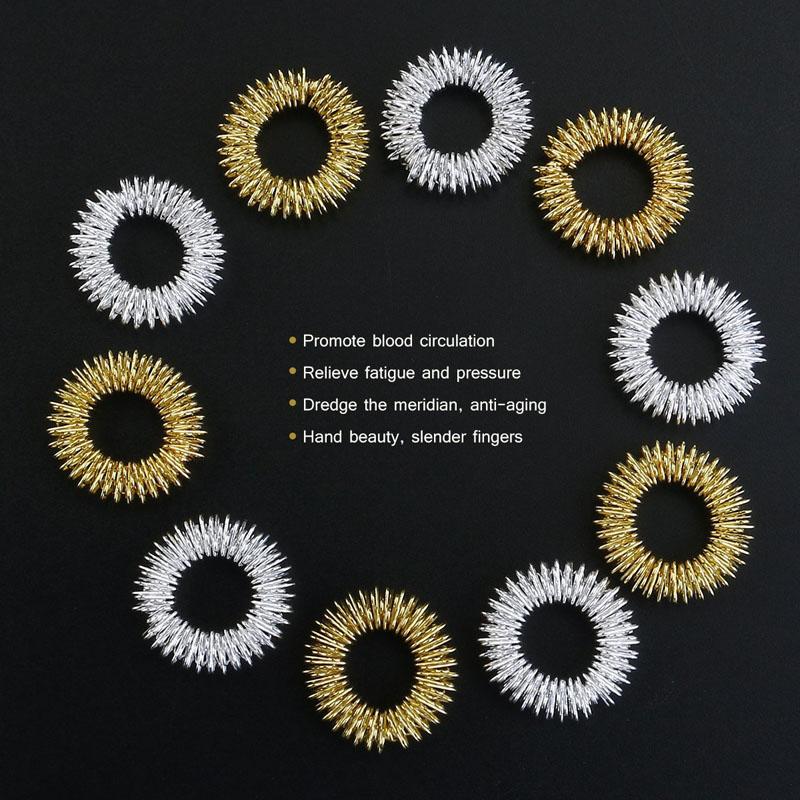 5Pcs Acupressure Rings Bracelets Massagers Set Spiky Sensory Finger Hand Wrist Massage Pain Relief Therapy