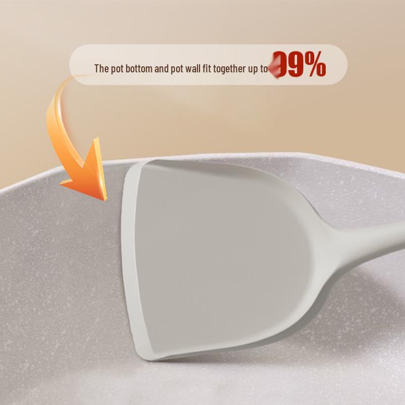 Silicone Non-Stick Kitchen Utensil Set - High Temperature Resistant Spatula, Ladle, and Slotted Spoon for Stir-Fry.