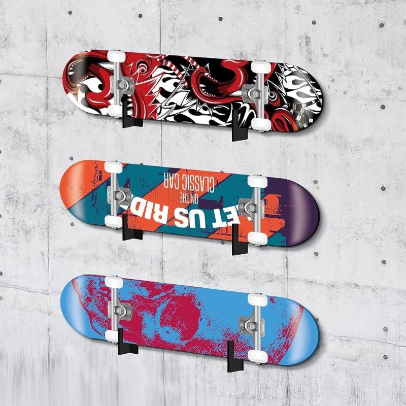 1 Pair Acrylic Skateboard Display Rack Wall Stand Fixed Mount Indoor Floating Skateboards Storage Bracket Decoration