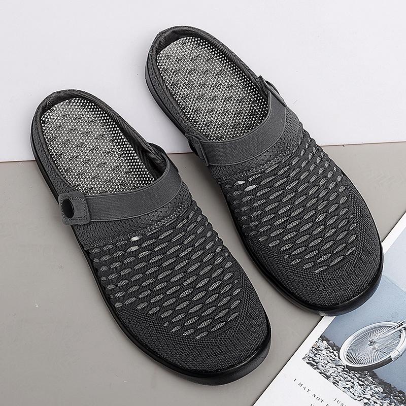 New Summer Women Men Sandals Mesh Breathable Padded Beach Flip Flops Shoes Solid Flat Bath Slippers Lighted Casual Shoes