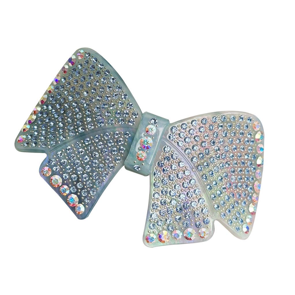 Glamorous Rhinestone Butterfly Knot Hairpin Spring Clip Stylish Acetate Headwear Women For