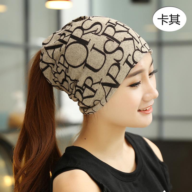 Spring and autumn new men and women couple letter pullover hat, dual-purpose headscarf hat, scarf neck protection small scarf