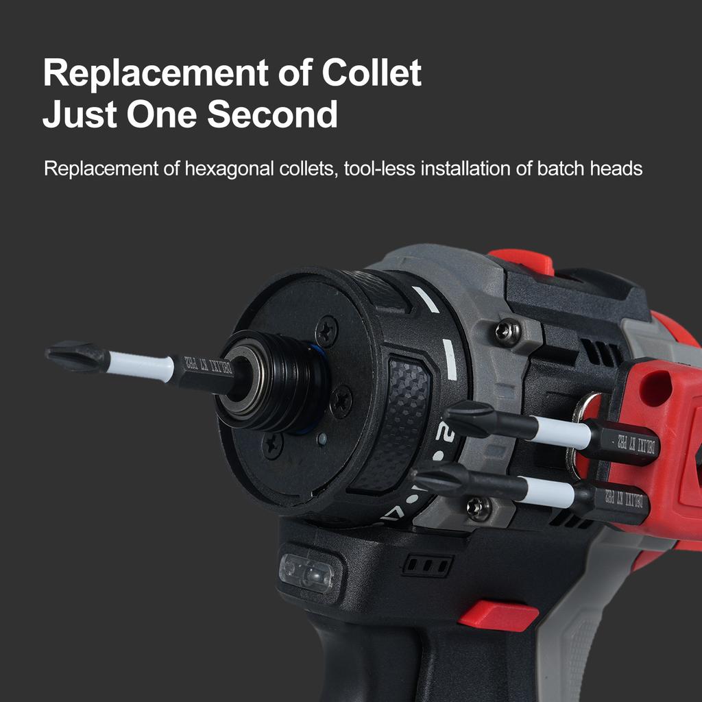 16.8V Brushless Power Screwdriver Hammer 45Nm 1600RPM Lithium Screwdriver Tool Kit Electric Screw Driver with Torsion 2 Speed Control for W