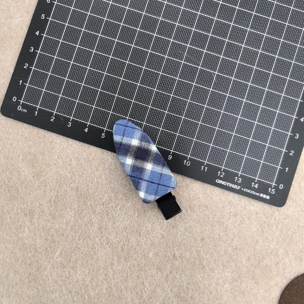Korean Retro Blue Plaid Fabric Hair Clip for Women - Stylish Bangs & BB Side Clip for Flyaways
