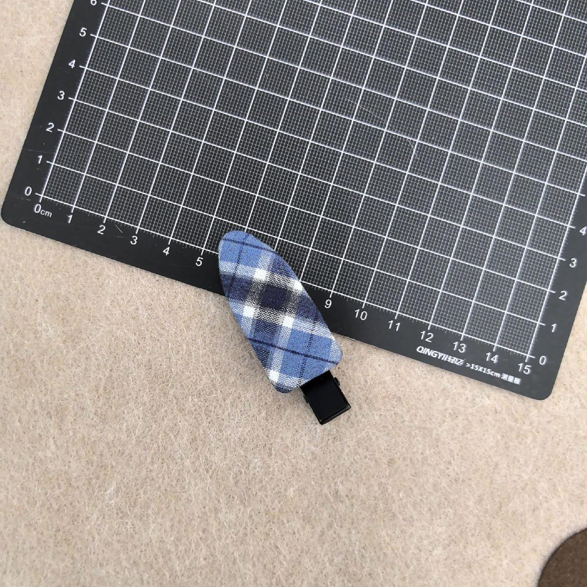 Korean Retro Blue Plaid Fabric Hair Clip for Women - Stylish Bangs & BB Side Clip for Flyaways