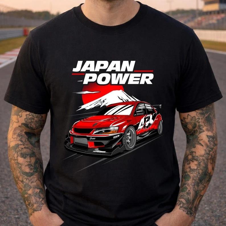 Japan Power Car T-Shirt: JDM Drift Racing Tee for Car Enthusiasts L