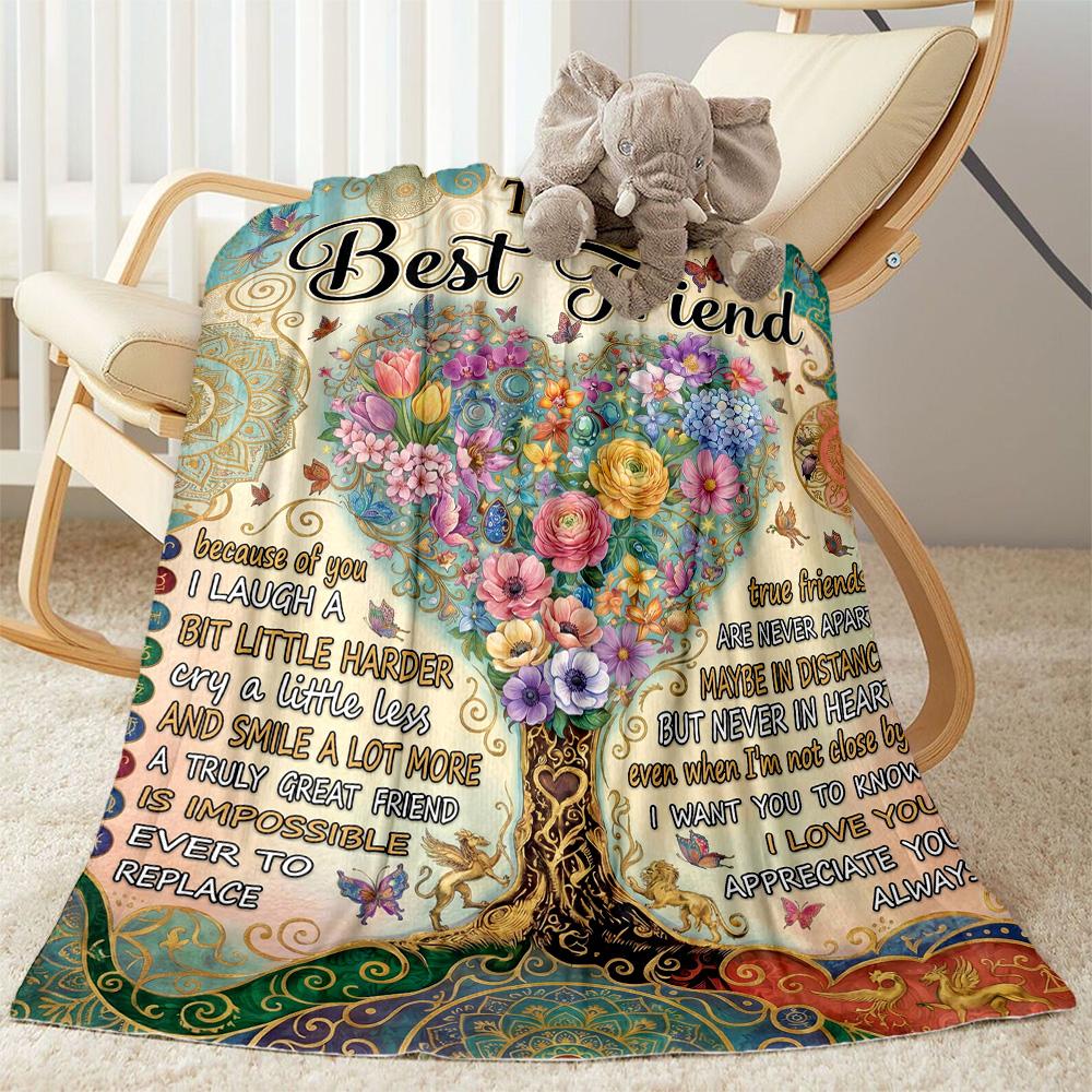 Friendship Poem Blanket Blanket Comfortable Great for Chair Seaside Livingroom Four Seasons Multipurpose Modern