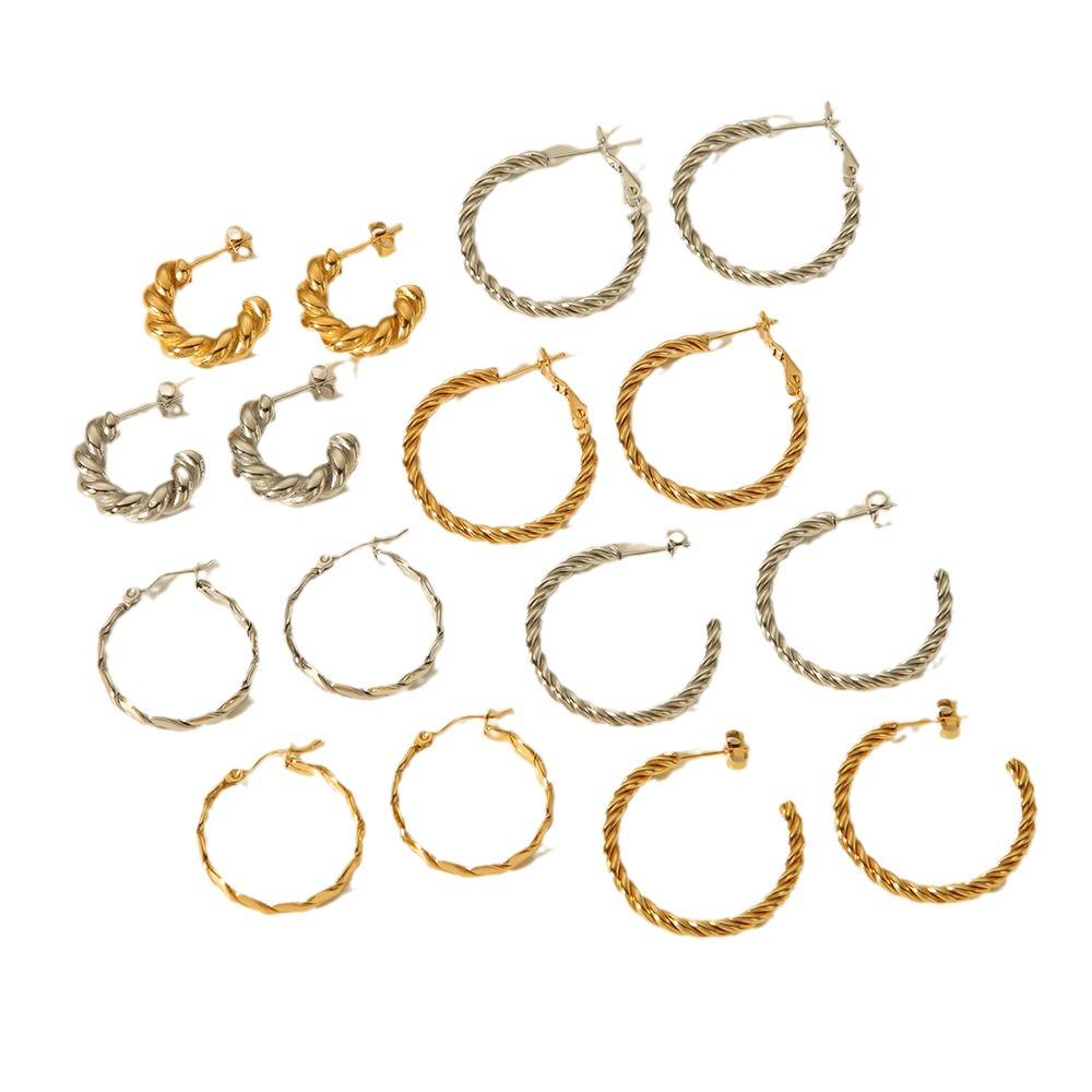 High-End C-förmige Titanstahl-Ohrringe: Europäischer & Amerikanischer Stil, Edelstahl, Vakuumelektroplattierung, Nicht verblassend.