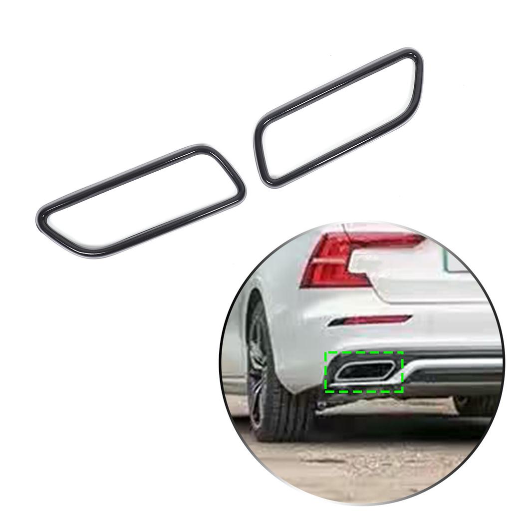 Black Steel Rear Exhaust Muffler Tail Pipe Cover Trim For Volvo S60 2014-19