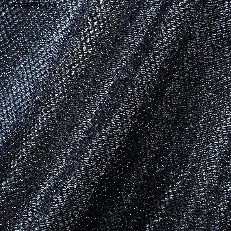 INCERUN Men Swing Collar Sleeveless Glitter Patchwork Casual Party Tank Tops