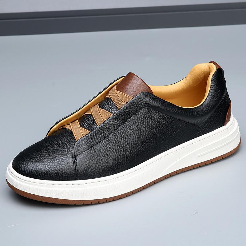 European Station Board Shoes Men's Leather High-end Platform White Shoes Autumn Trendy Shoes Versatile One-pedal Lazy Casual Shoes