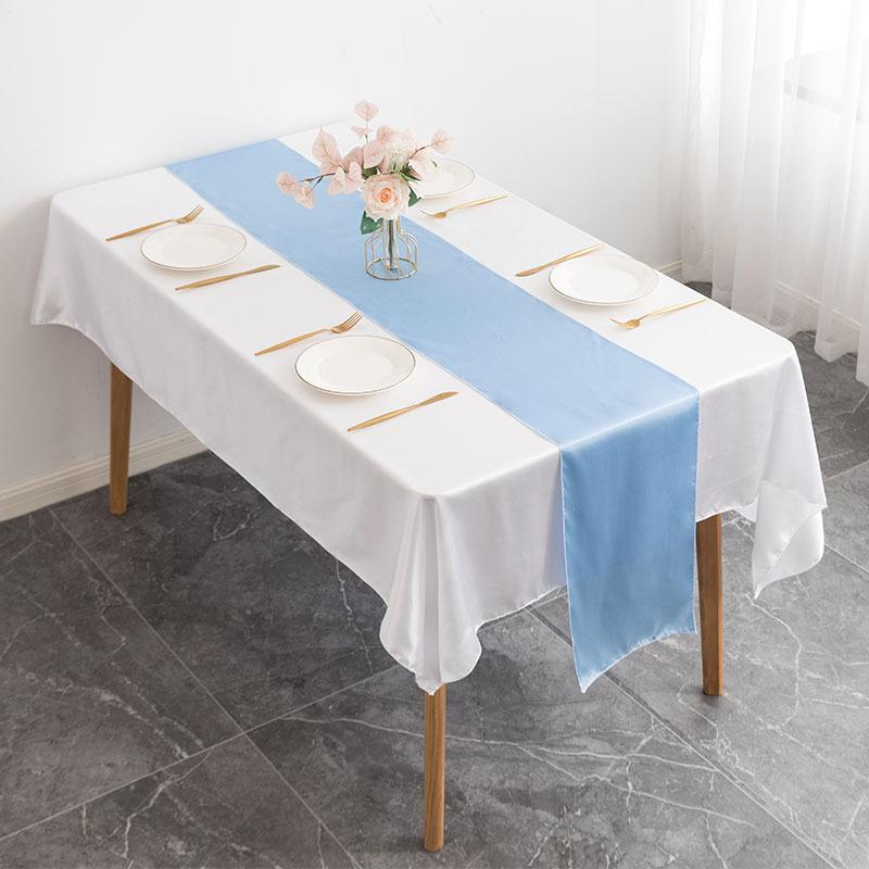 10 Pcs Table Runner 30x275cm(12 X 108 Inch) Long Wedding Satin Silk Table Runner for Wedding Banquet Graduations Birthday Party Decoration