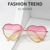 New Anti-ultraviolet Love Sunglasses Heart Shaped Sunglasses Metal Women Fashion Rimless Clear Ocean Lenses Sun Glasses UV400