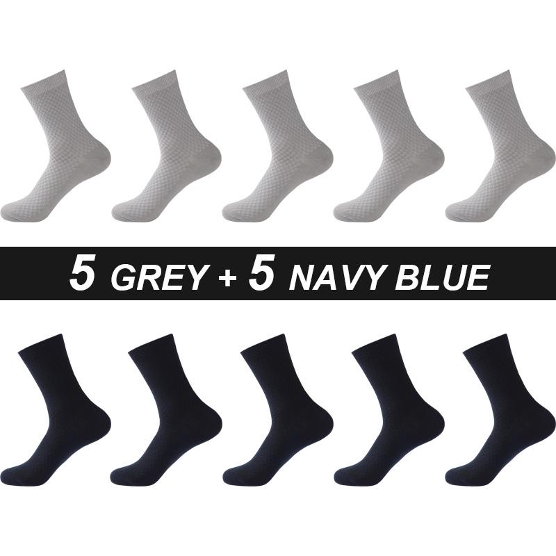 High Quality 10 Pairs Men Bamboo Fiber Socks Breathable Compression Long Sock Business Casual Male Large Size 38-45