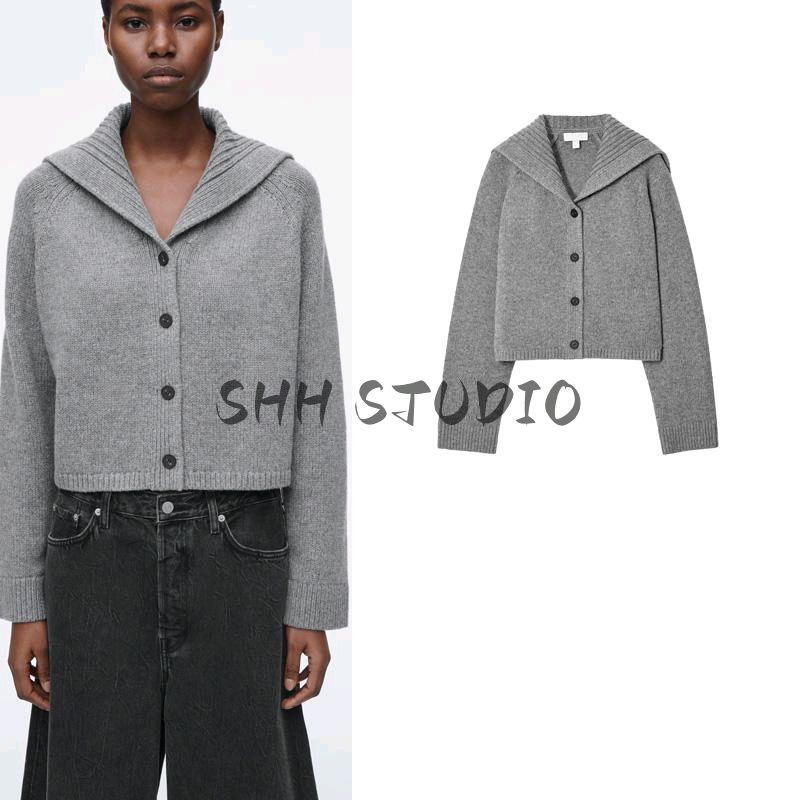 CS Spring New Women's Clothing Standard Edition Sailor Collar Wool Blend Knitting Cardigan Sweater 1260913