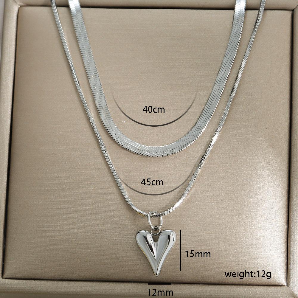 Custom 304 Stainless Steel 18K Gold Plated PVD Doble Collarbone Necklace Waterproof Heart Butterfly Pendant Women