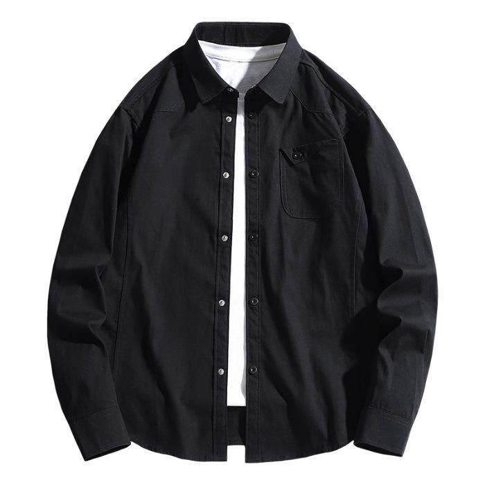 Pure Cotton Long-sleeved Shirt Spring Slim Casual Workwear Solid Color Large Size Spring New Shirt