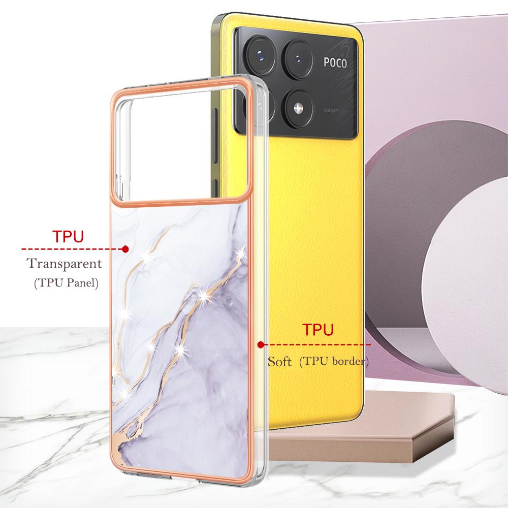 For Xiaomi Poco X6 Pro 5G/K70E 5G TPU Case with IMD Marble Pattern Electroplated Back Cover