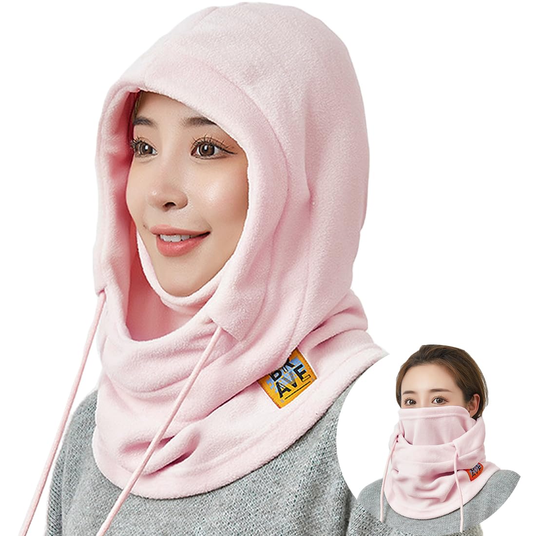

Neck Warmer Face Cover Hat for Cold Weather Protection Ultimate Warmth Soft Large Hood Neck Face Helmet Winter Long Neck Cold and for Unisex [Lavento] рожевий