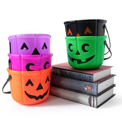 Yousheng Halloweenský kbelík na sladkosti Dýňový kbelík Lebkový kbelík Kbelík na koledu nebo výhružku s držadlem pro děti Halloweenská párty dekorace