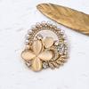 Elegant Rhinestone Cat's Eye Flower Brooch – Versatile European & American Evening Gown Accessory