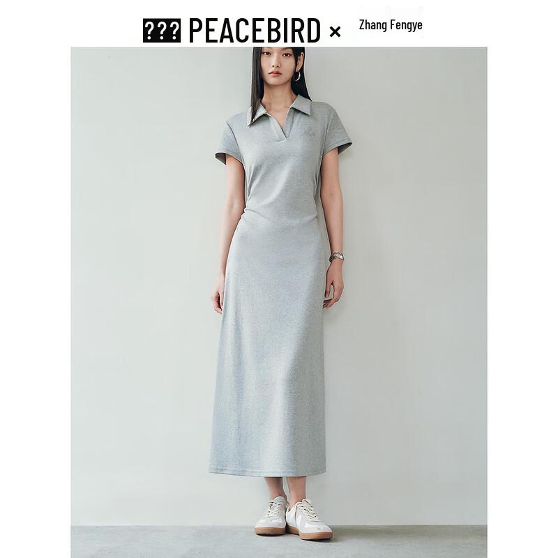 

PEACEBIRD Women s Polo Collar A-Line Short Sleeve Long Dress M