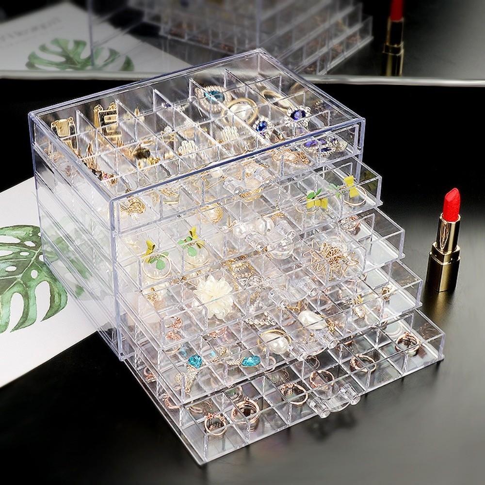 120 Grids Transparent Organizer Box Plastic Jewelry Sorting Box Nail Art Storage Box  Bathroom