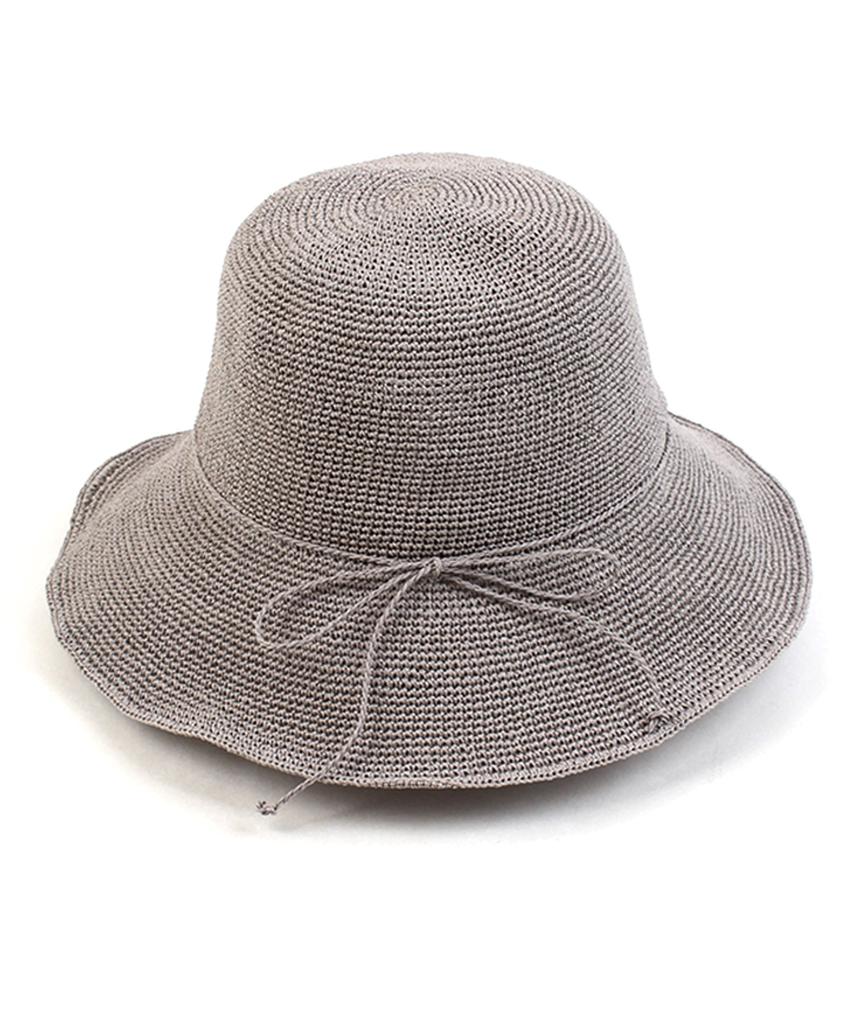 Gray Ribbon Wire Raffia Hat