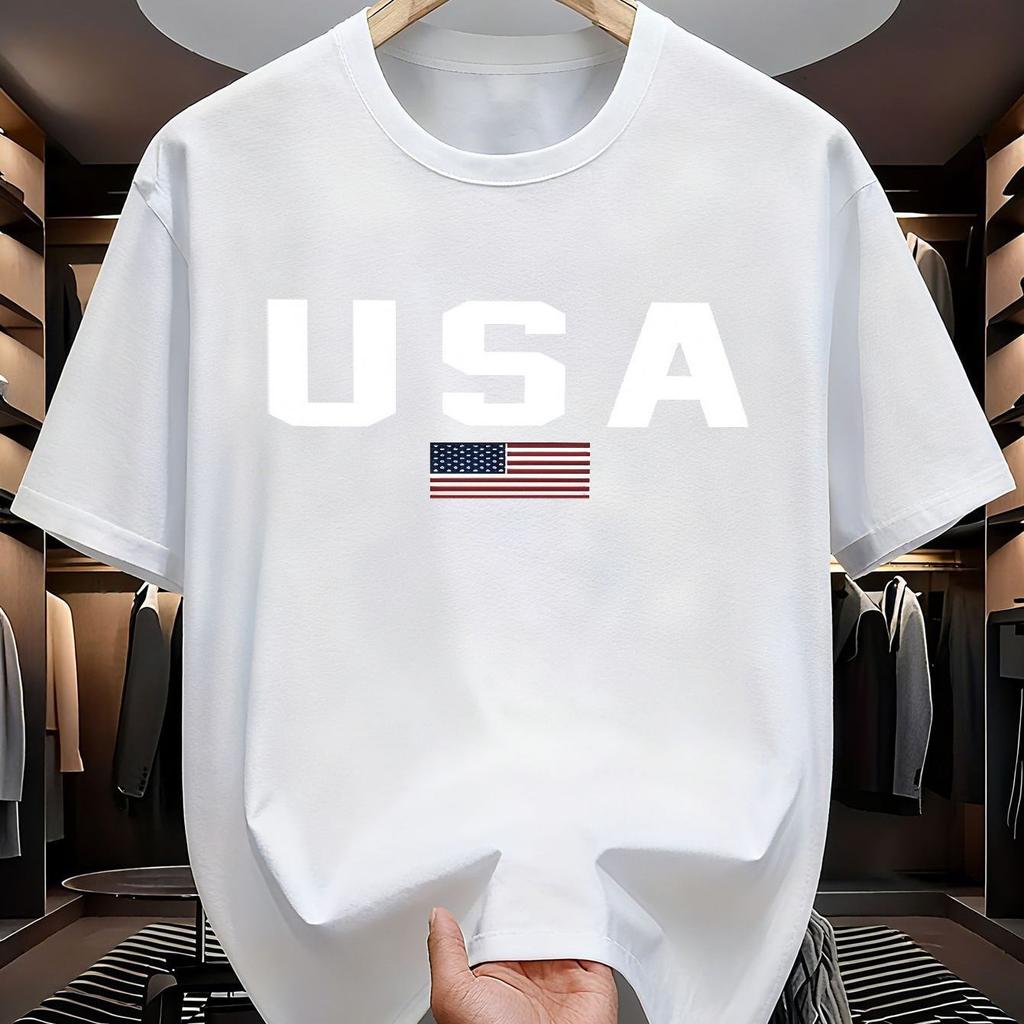 American Style Capital Letter Unisexs TShirt Simple Black Background Cool Letter Design Fashionable Casual ShortSleeved Shirt